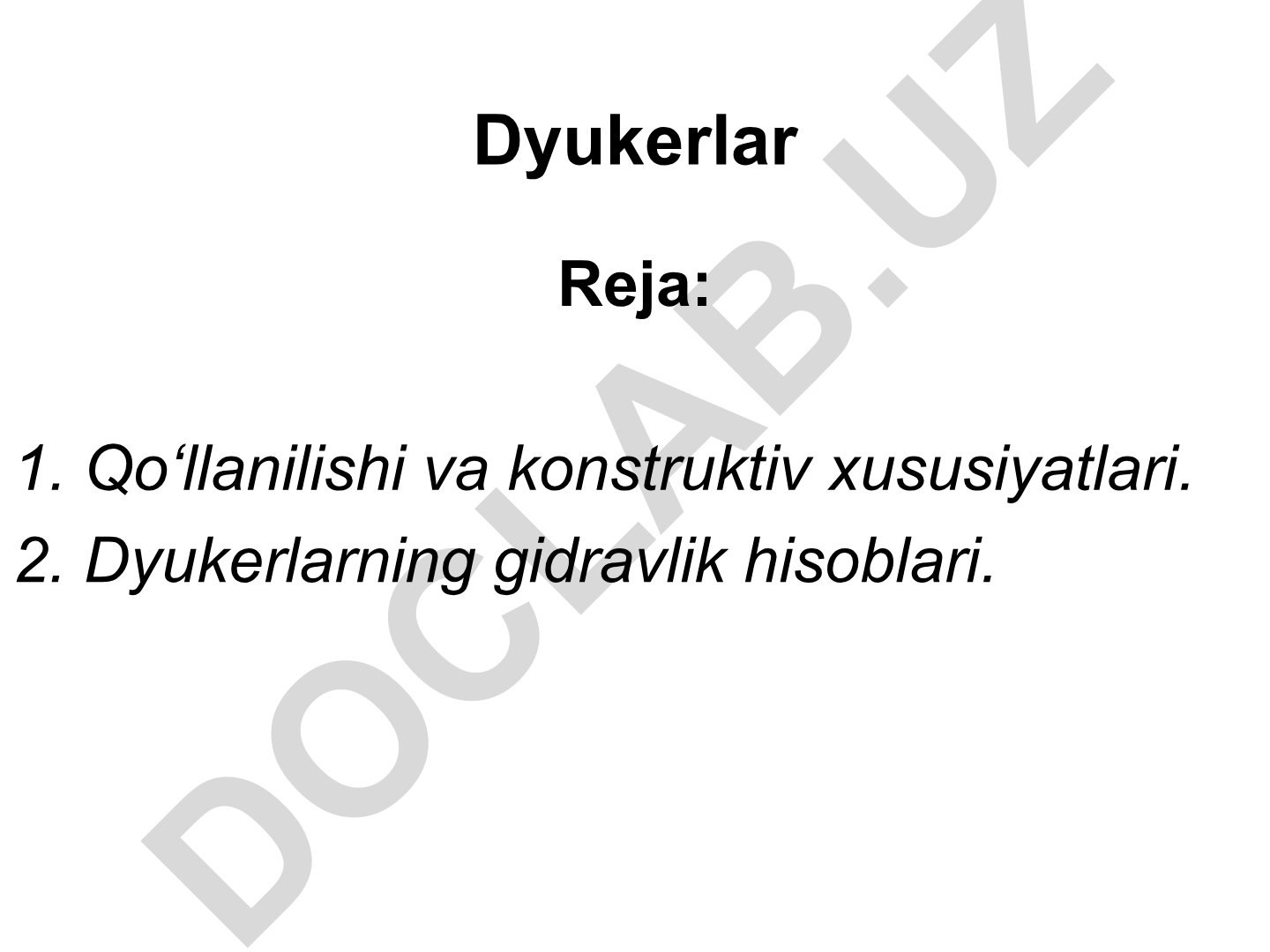Dyukerlar ishlash prinsipi, turlari va gidravlik hisoblari