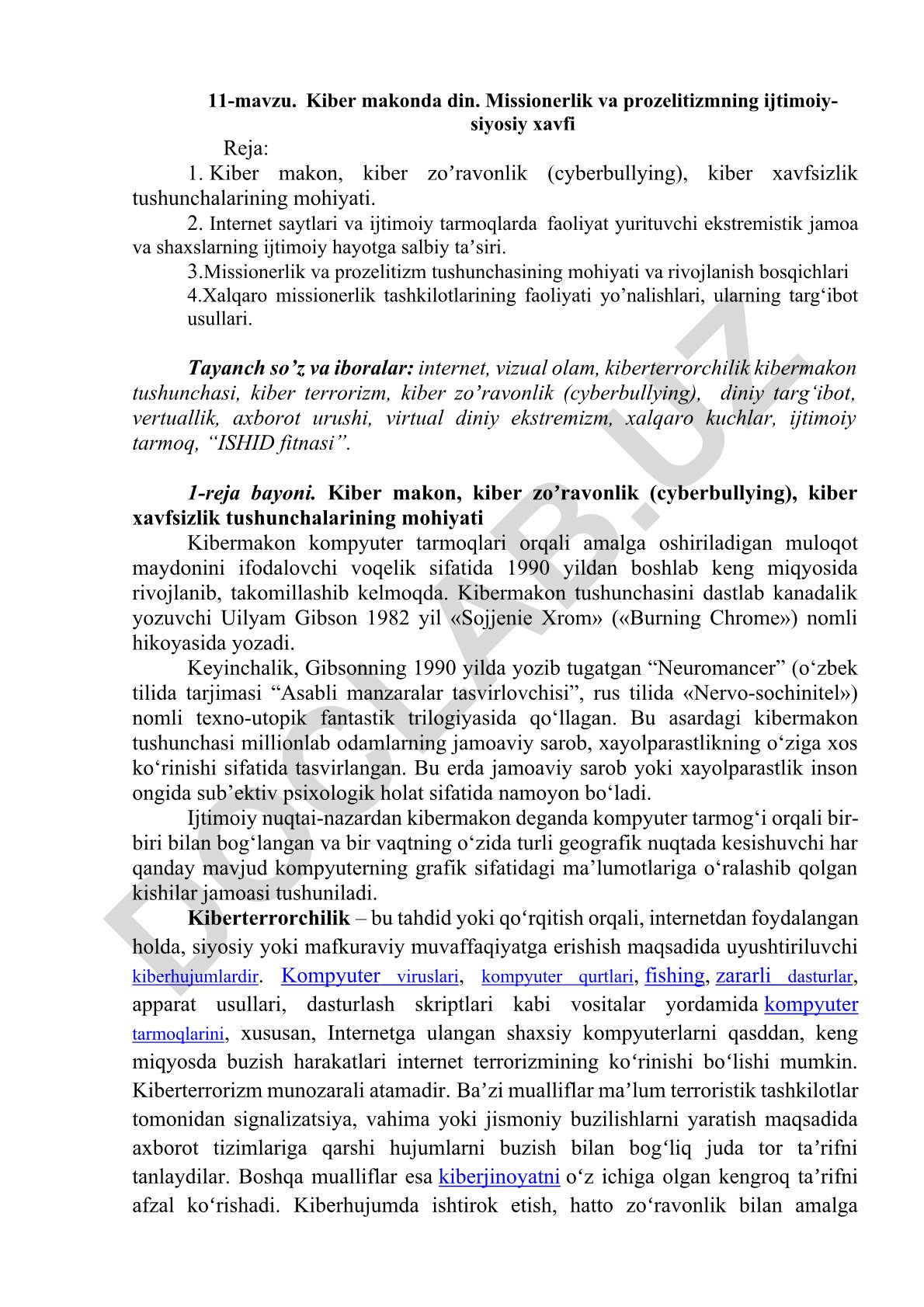 Kiber makonda din, missionerlik va prozelitizmning ijtimoiy-siyosiy xavfi