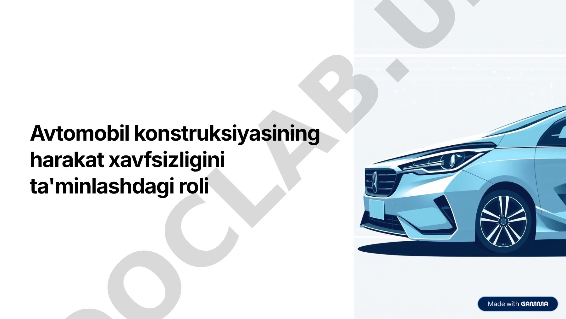 Avtomobil konstruksiyasining harakat xavfsizligini ta'minlashdagi roli