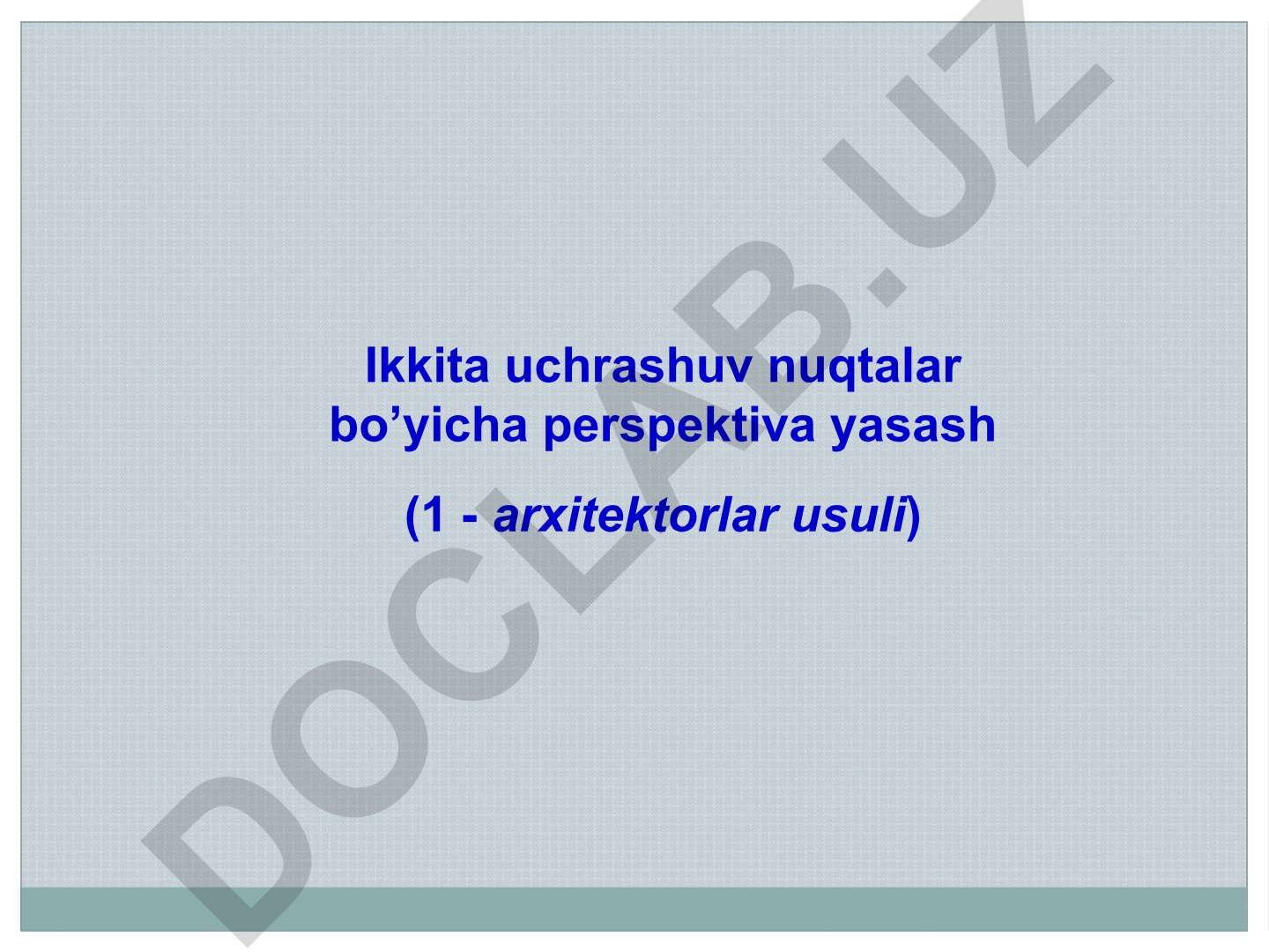 Ikkita uchrashuv nuqtalari bo'yicha perspektiva yasash