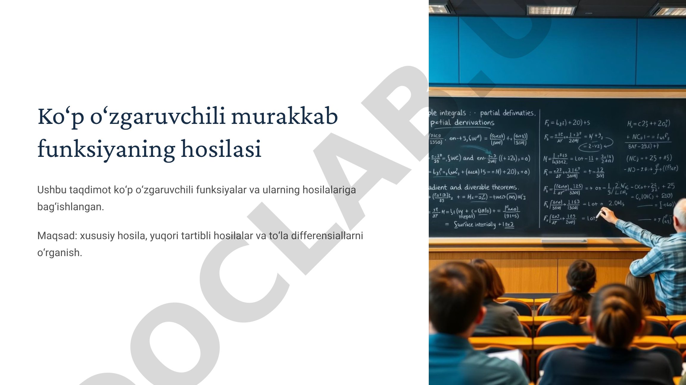 Ko‘p o‘zgaruvchili murakkab funksiyaning hosilasi