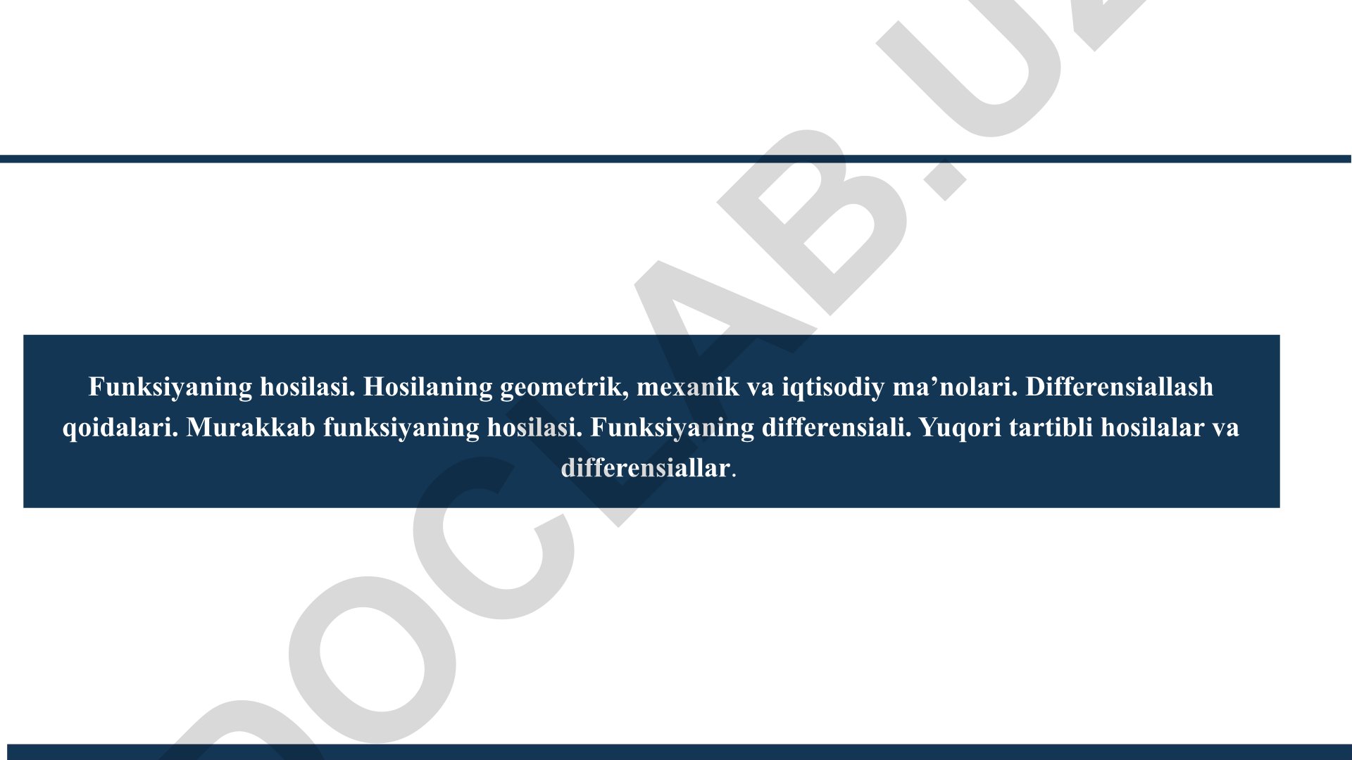 Funksiyaning hosilasi va differensiallash qoidalari