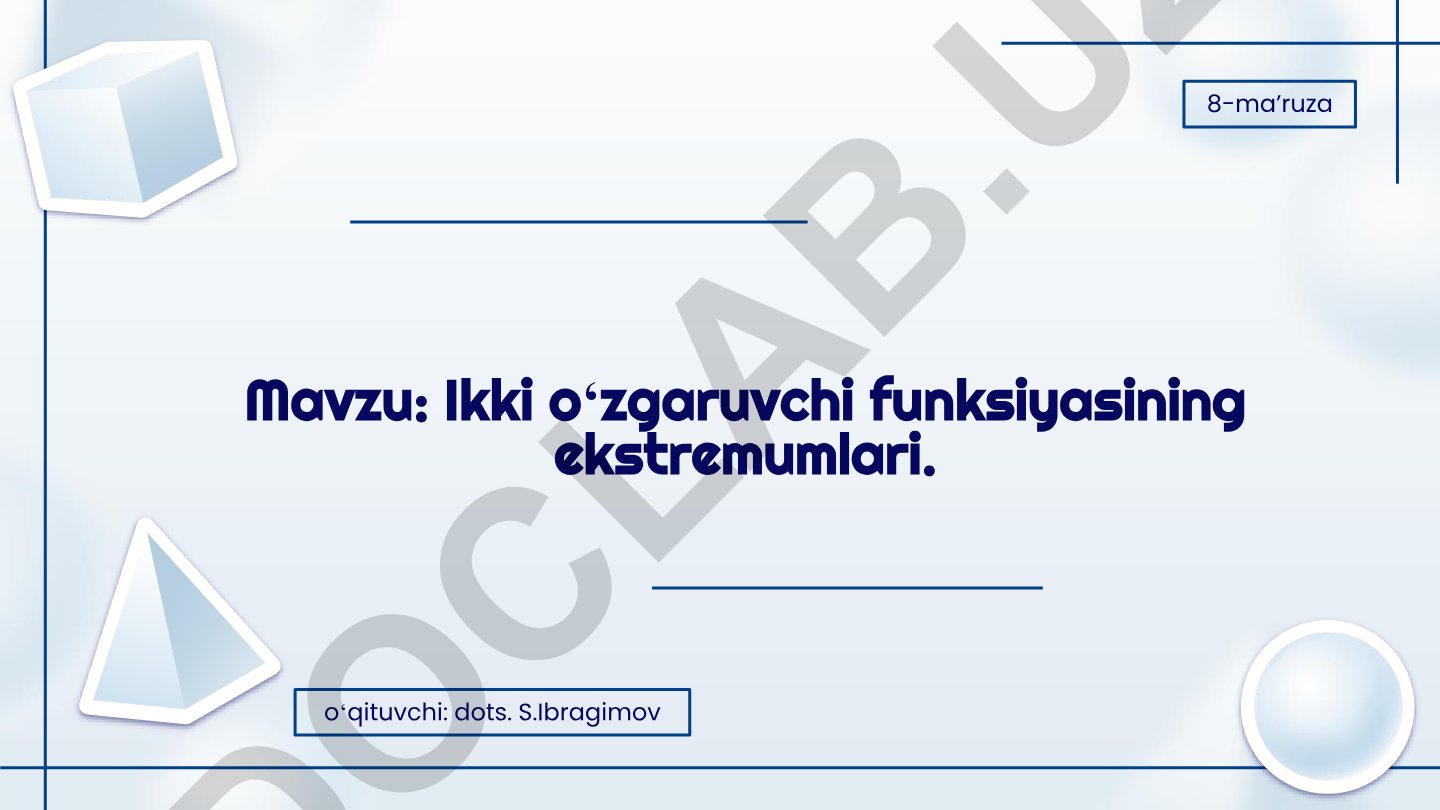 Ikki oʻzgaruvchi funksiyasining ekstremumlari