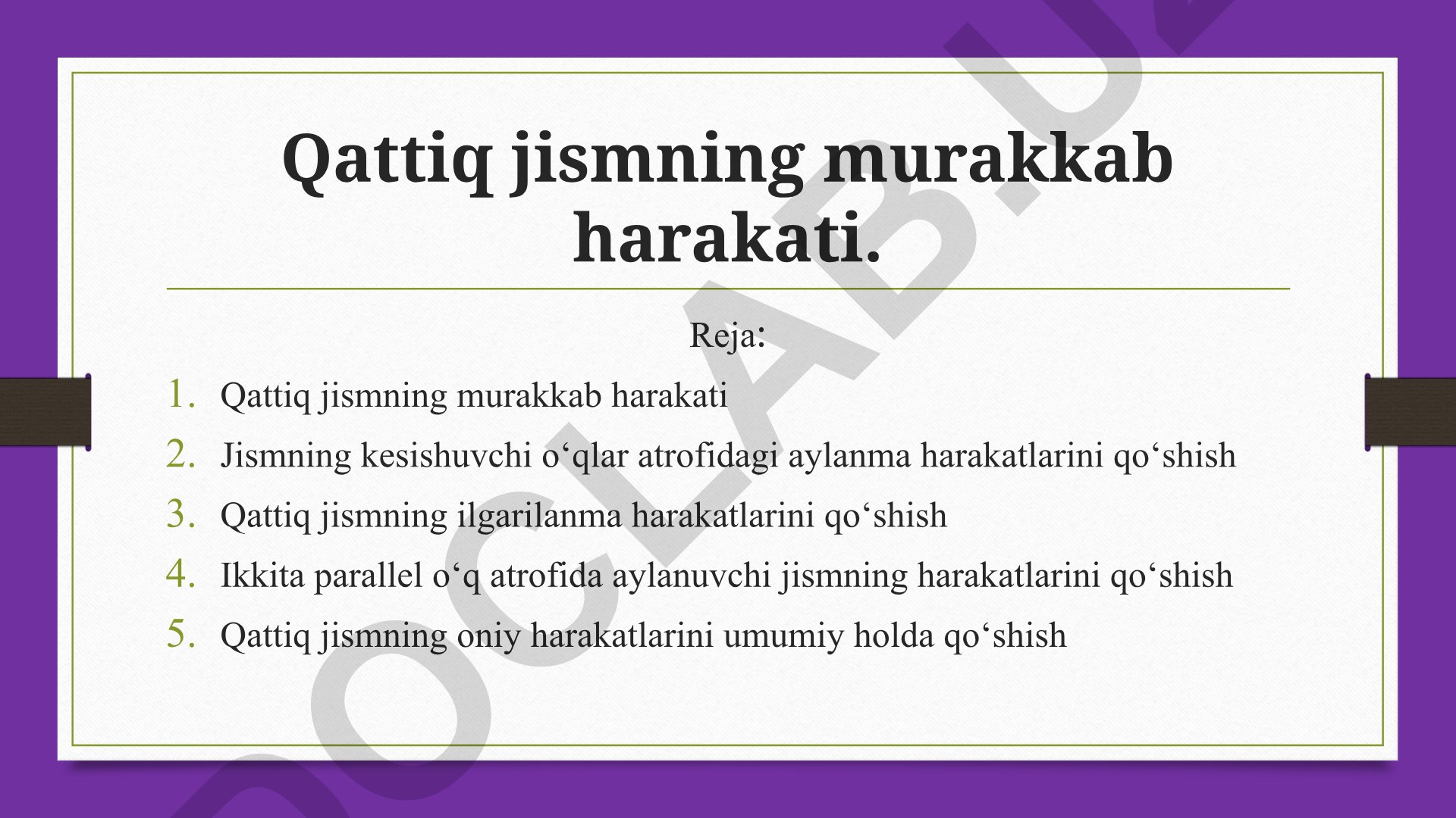 Qattiq jismning murakkab harakati
