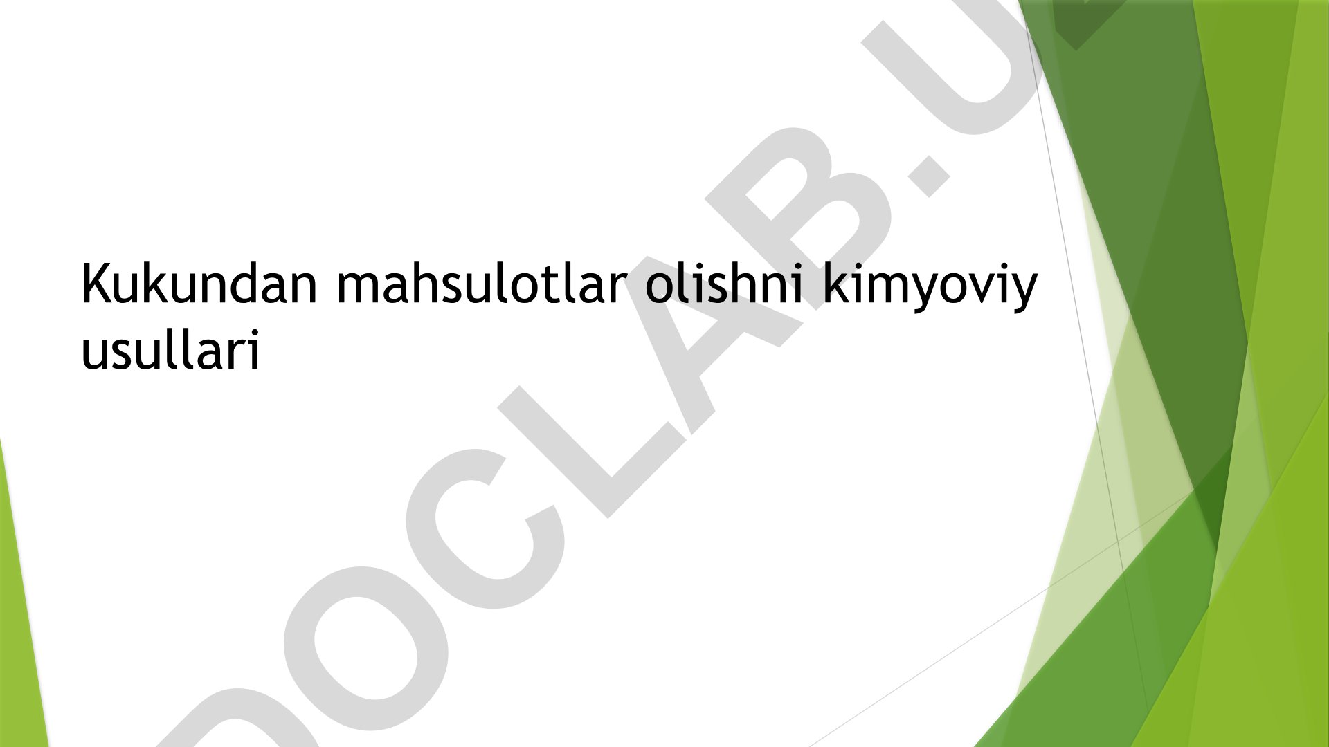 Kukundan mahsulotlar olishning kimyoviy usullari
