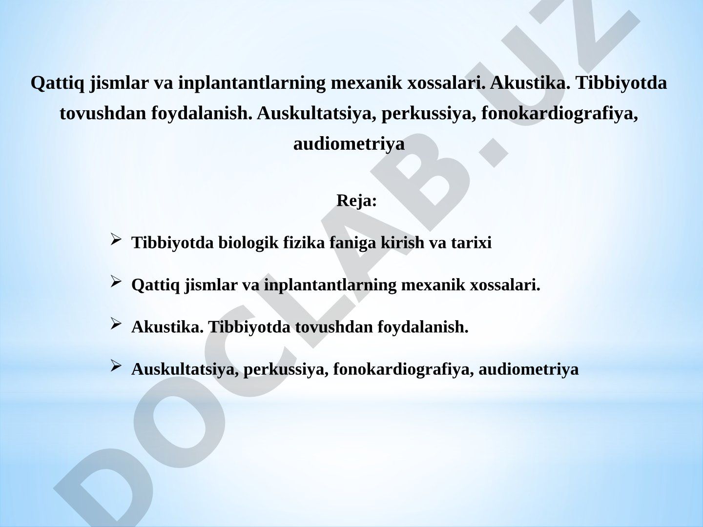 Tibbiyotda biologik fizika faniga kirish va tarixi