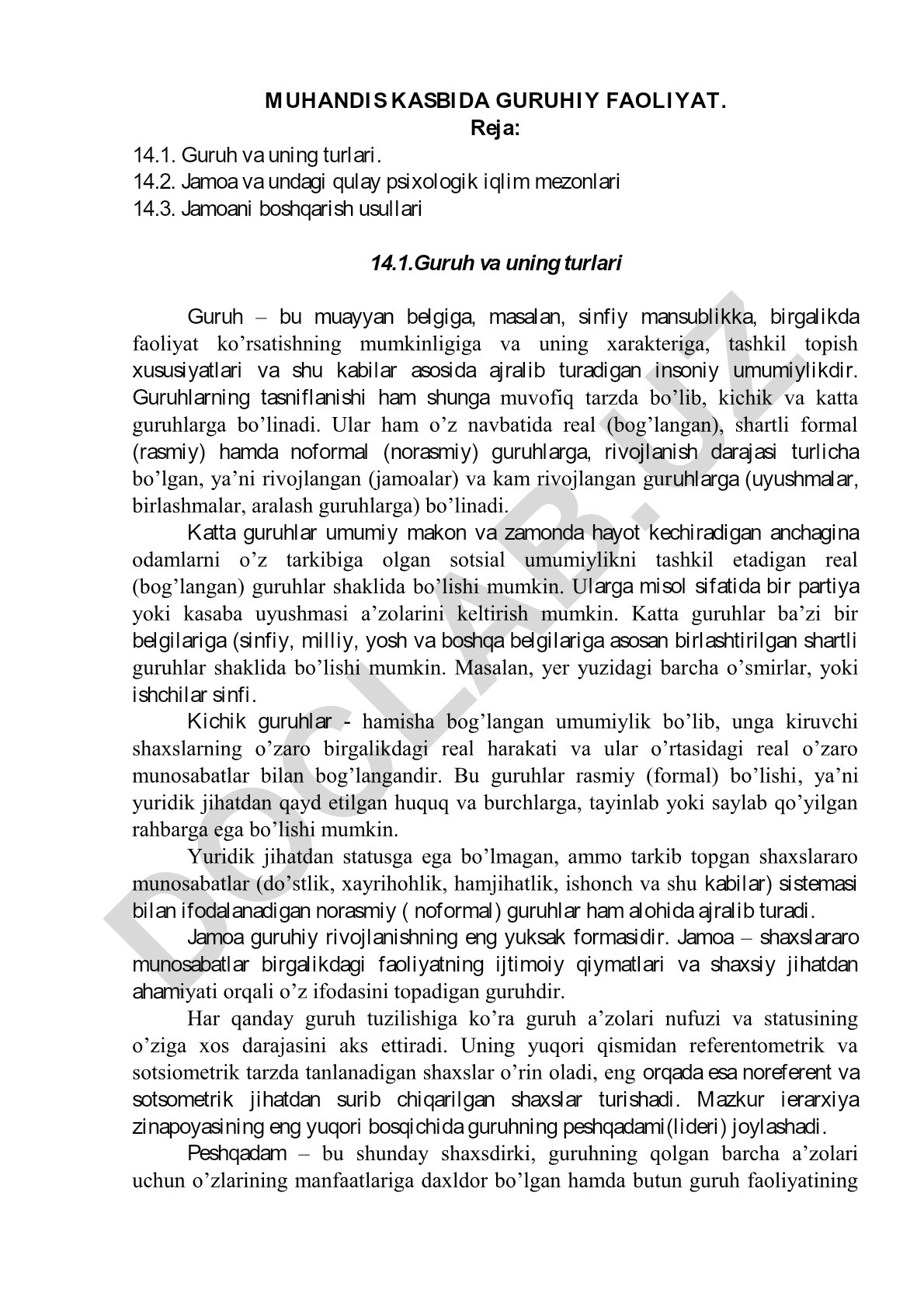 Muhandis kasbida guruhiy faoliyat
