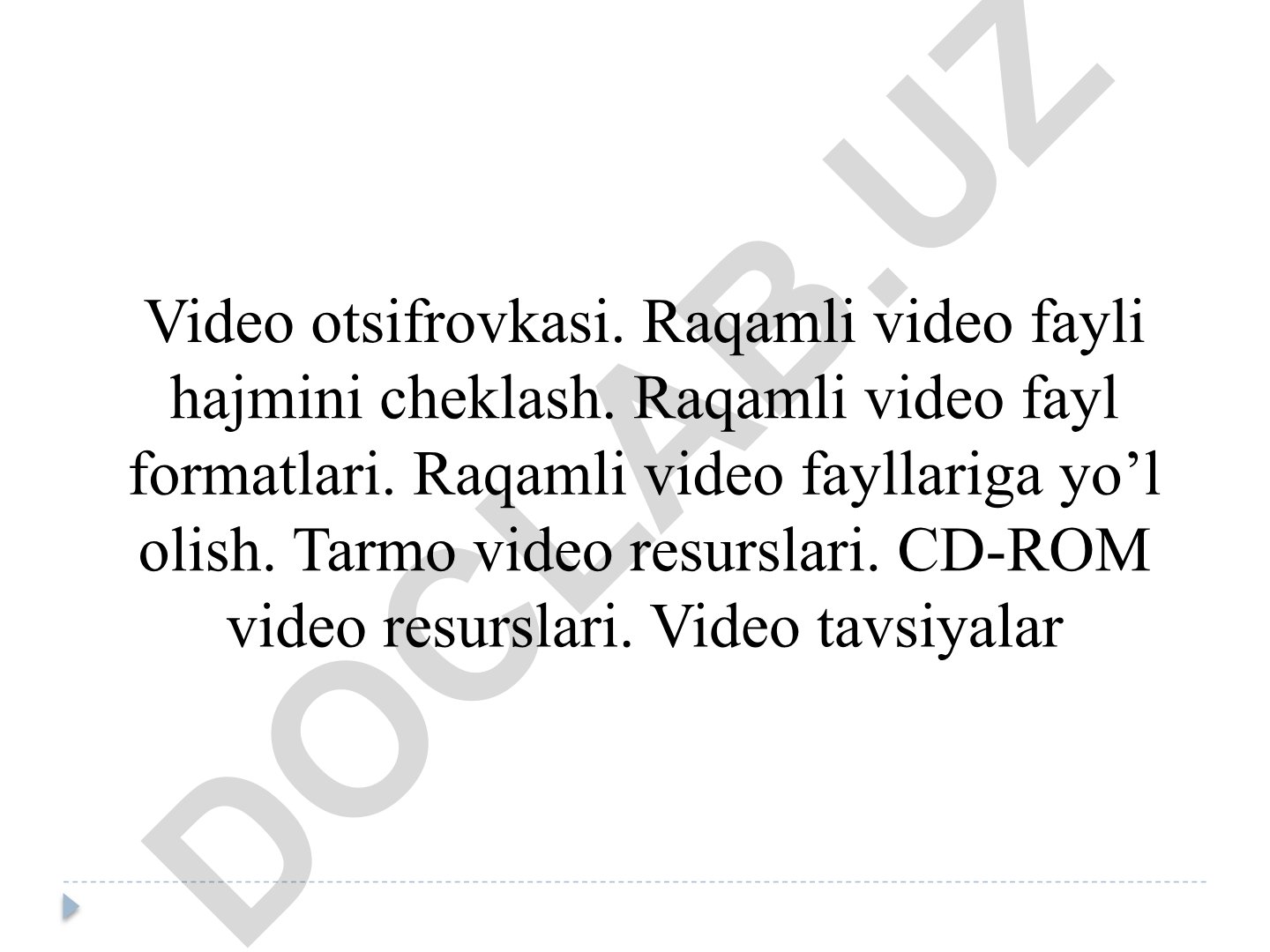 Raqamli video fayllar formatlari va ular bilan ishlash