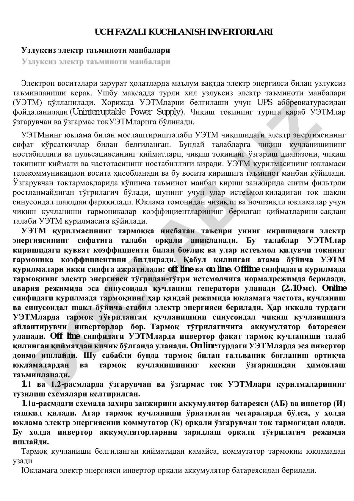 Uch fazali kuchlanish invertorlari