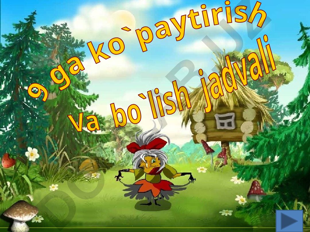 9 ga ko'paytirish va bo'lish jadvali