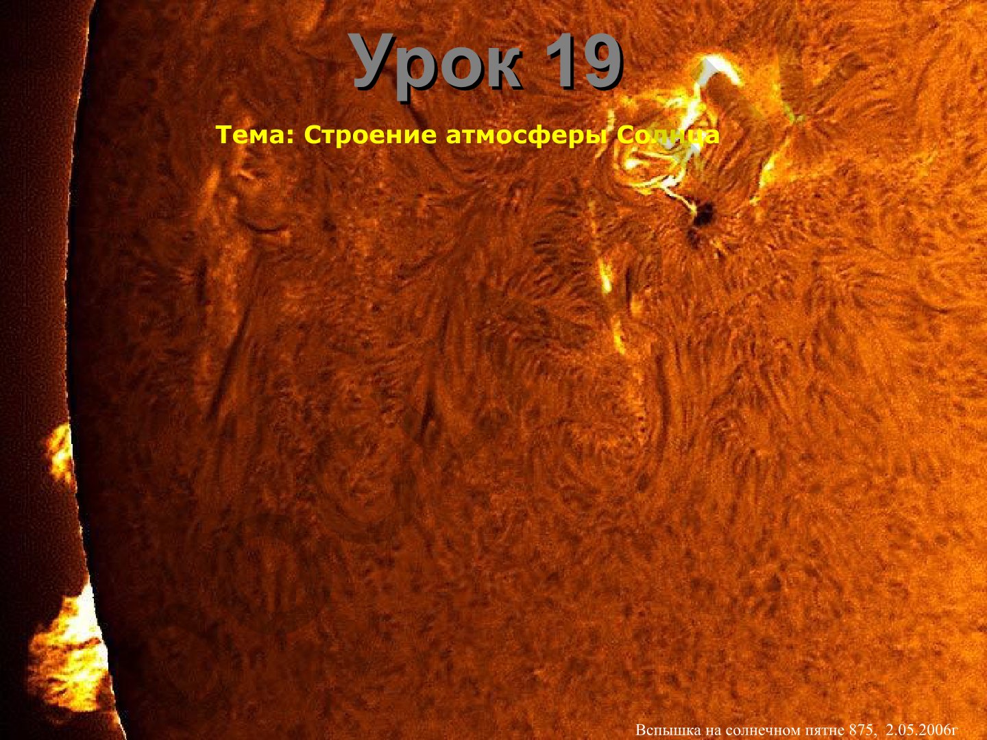 Строение атмосферы Солнца и солнечные пятна