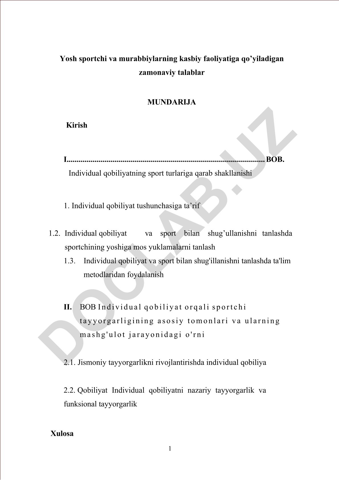 Yosh sportchi va murabbiylarning kasbiy faoliyatiga qo'yiladigan zamonaviy talablar