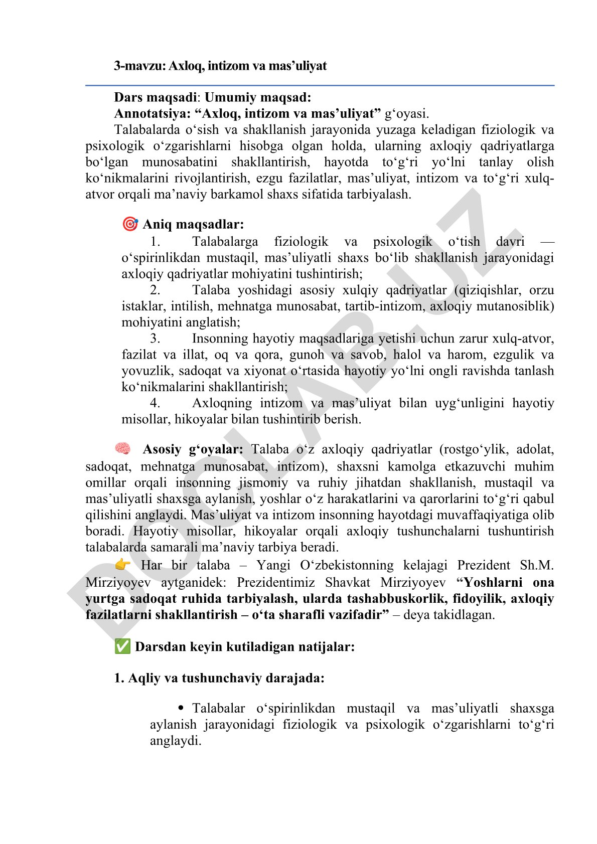 Axloq, intizom va mas'uliyat