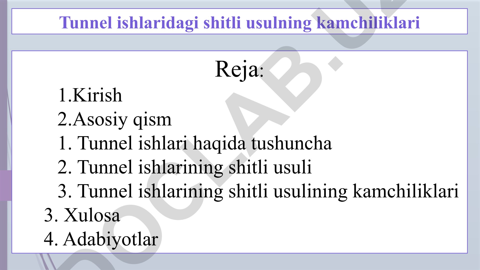 Tunnel ishlaridagi shitli usulning kamchiliklari