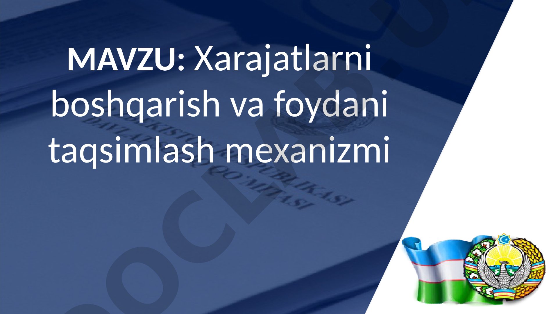 Xarajatlarni boshqarish va foydani taqsimlash mexanizmi