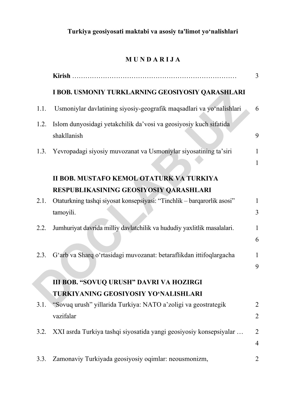 Turkiya geosiyosati maktabi va asosiy ta'limot yo‘nalishlari