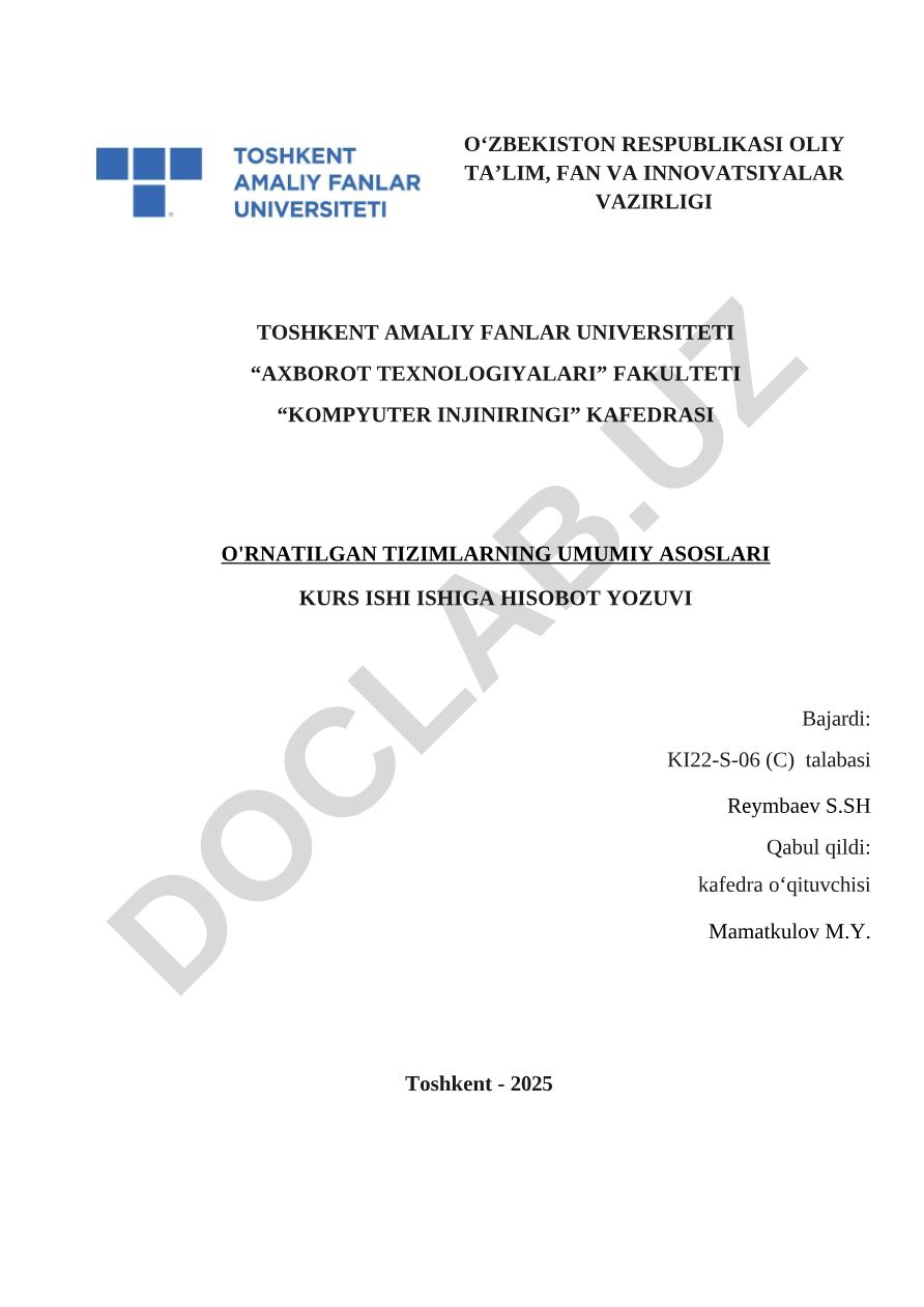 O'rnatilgan tizimlarning umumiy asoslari