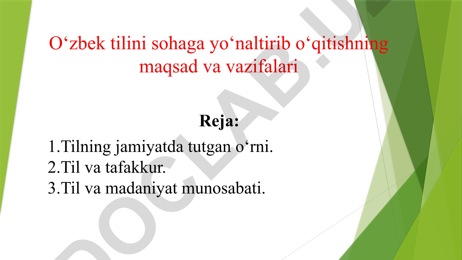 O‘zbek tilini sohaga yo‘naltirib o‘qitishning maqsad va vazifalari