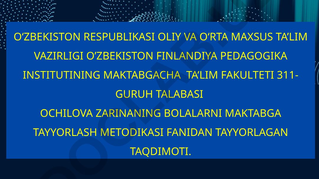 Maktabgacha ta'lim tizimini 2030 yilgacha rivojlantirish konsepsiyasi