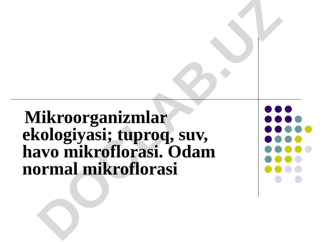 Mikroorganizmlar ekologiyasi va odam normal mikroflorasi