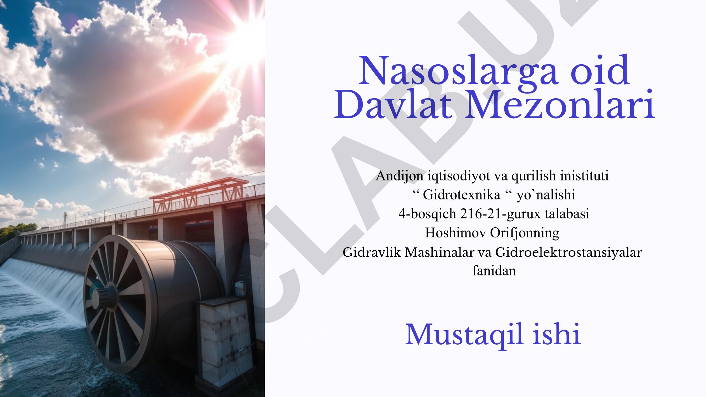 Nasoslarning turlari va ish prinsiplari