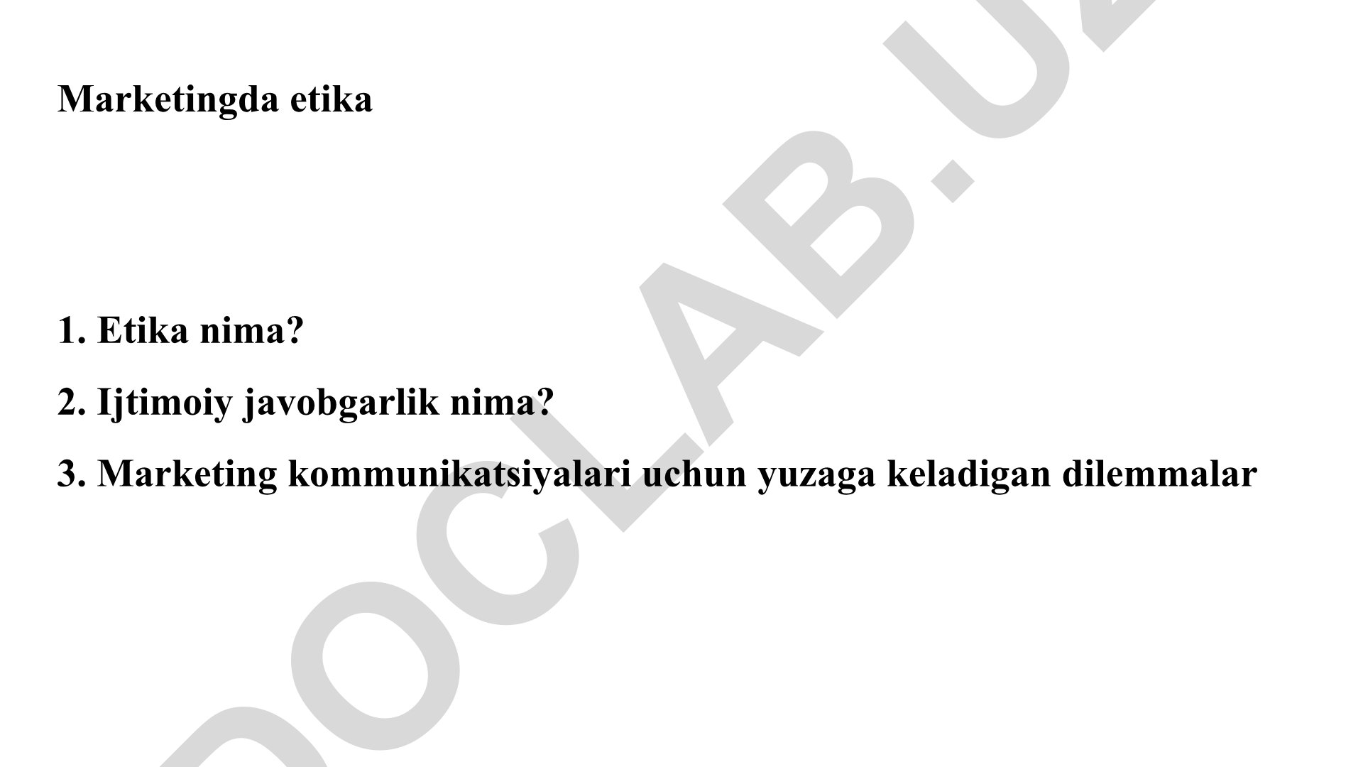 Marketingda etika va barqaror marketing