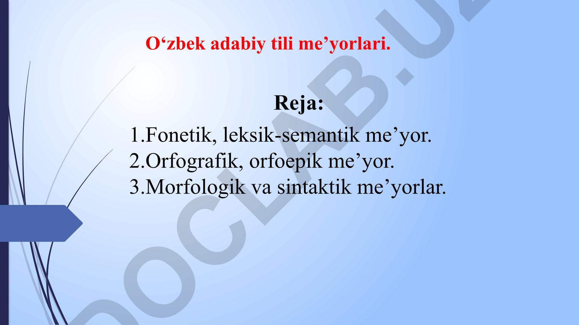 O‘zbek adabiy tili me’yorlari