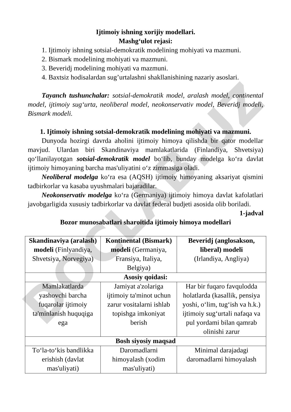 Ijtimoiy ishning xorijiy modellari