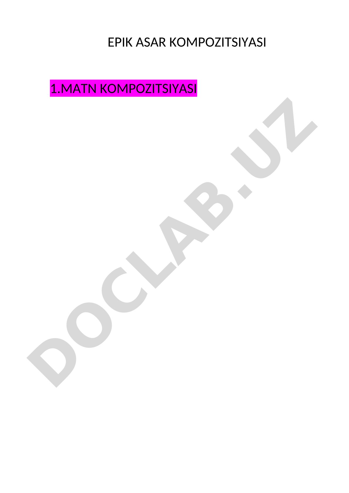Epik asar kompozitsiyasi