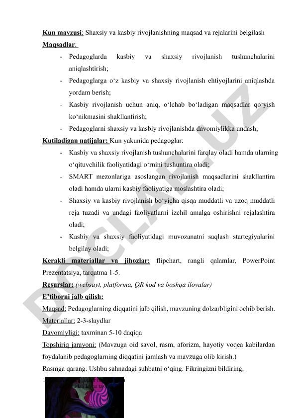 Shaxsiy va kasbiy rivojlanishning maqsad va rejalarini belgilash