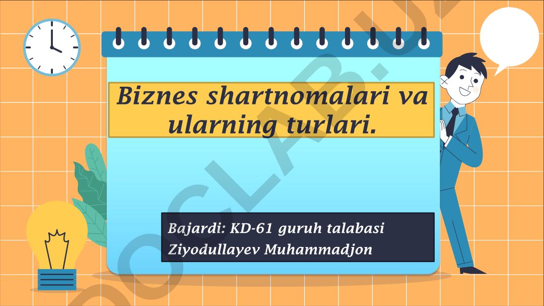 Biznes shartnomalari va ularning turlari