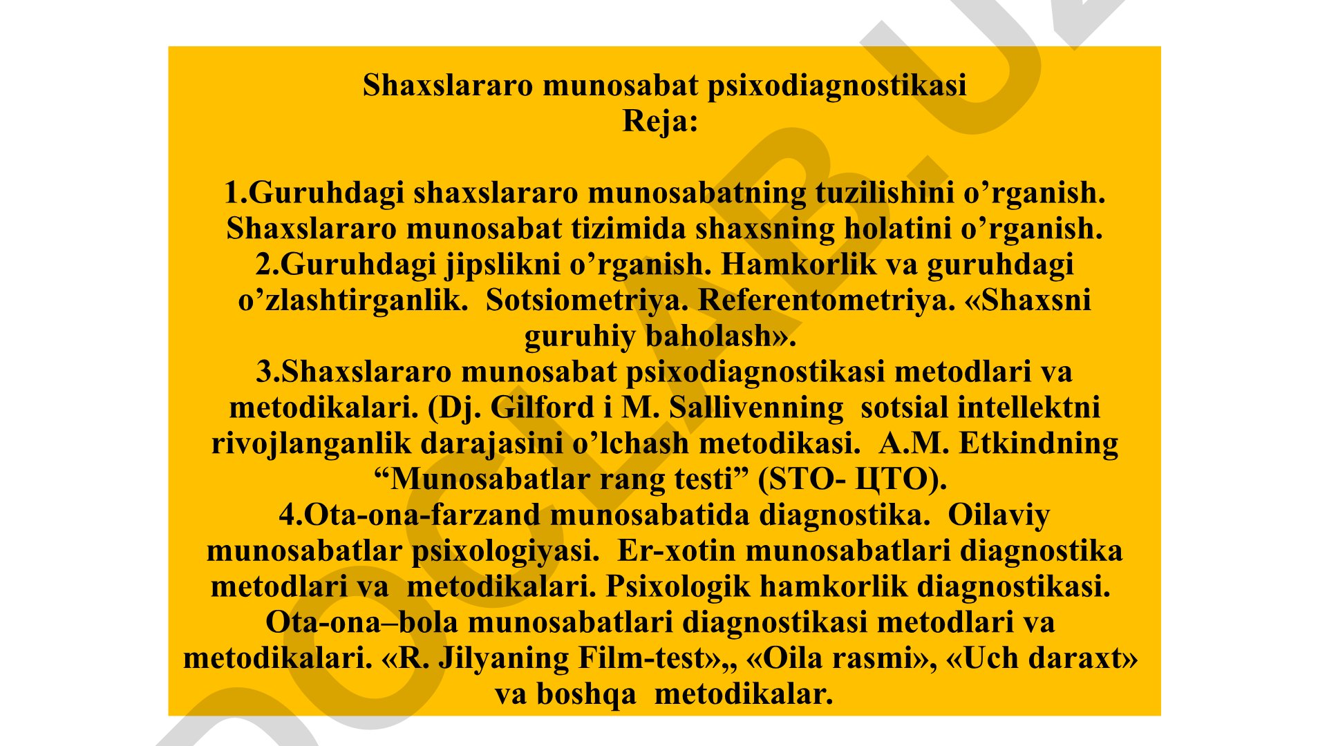 Shaxslararo munosabat psixodiagnostikasi