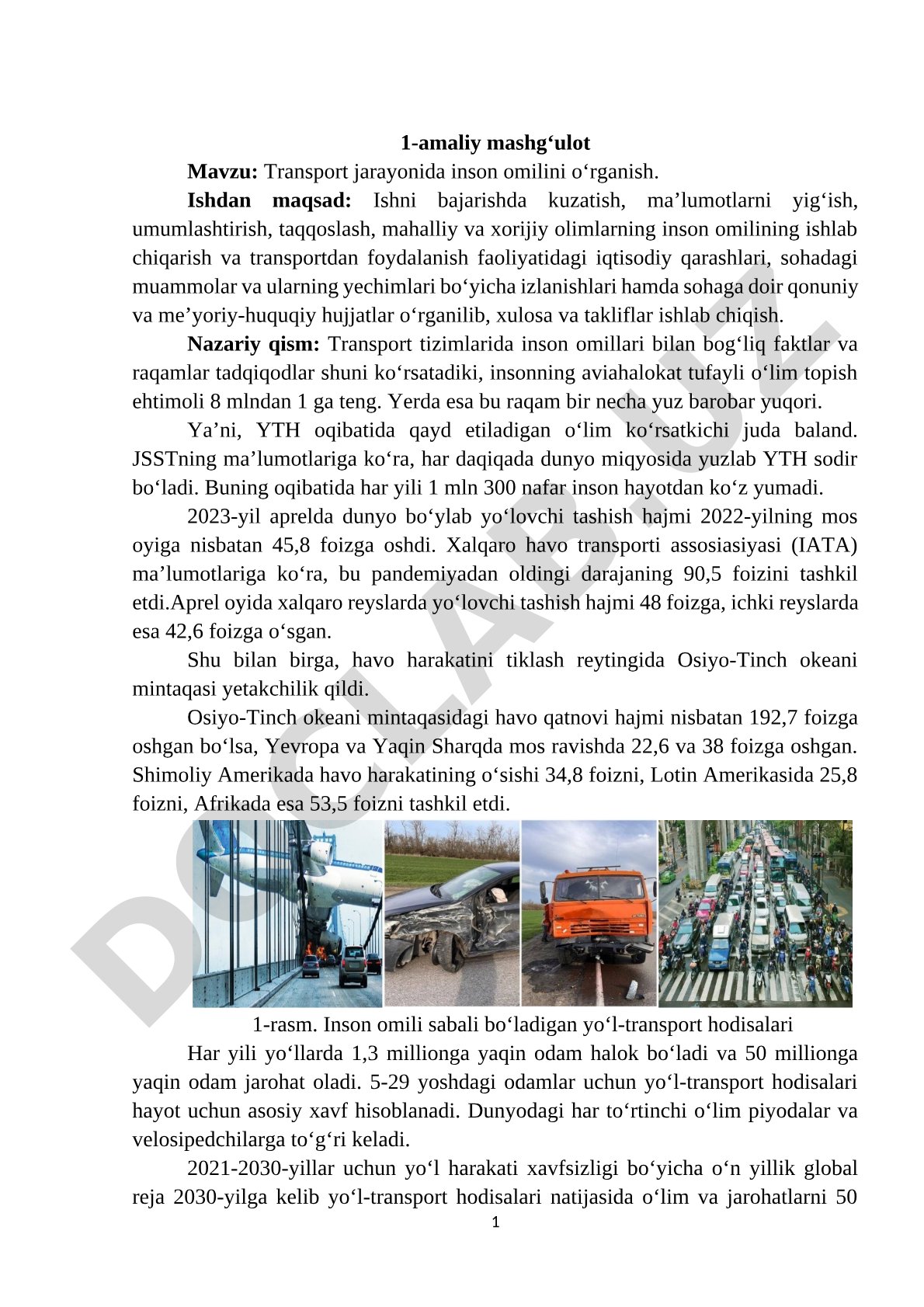 Transport jarayonida inson omilini o‘rganish