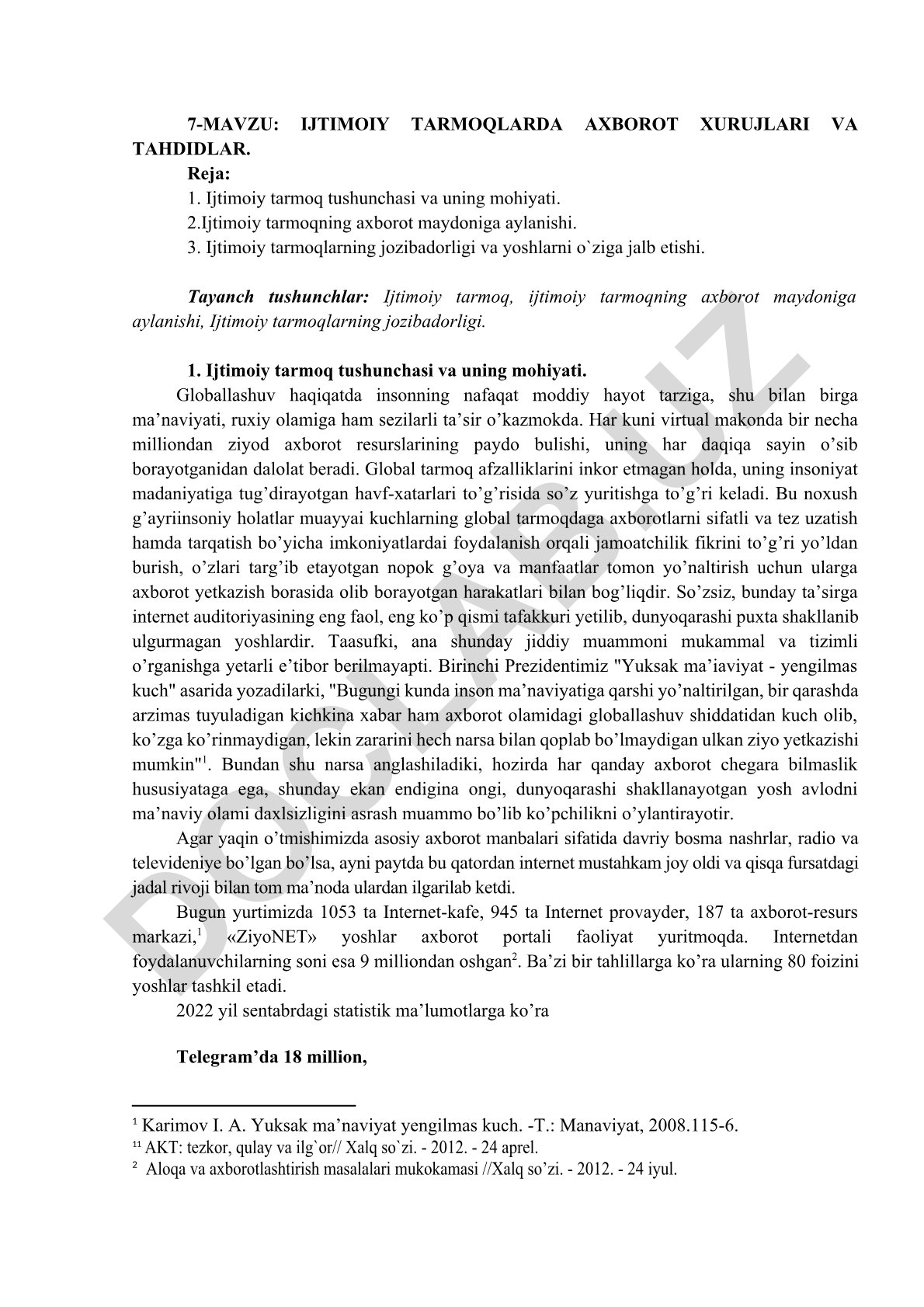 Ijtimoiy tarmoqlarda axborot xurujlari va tahdidlar