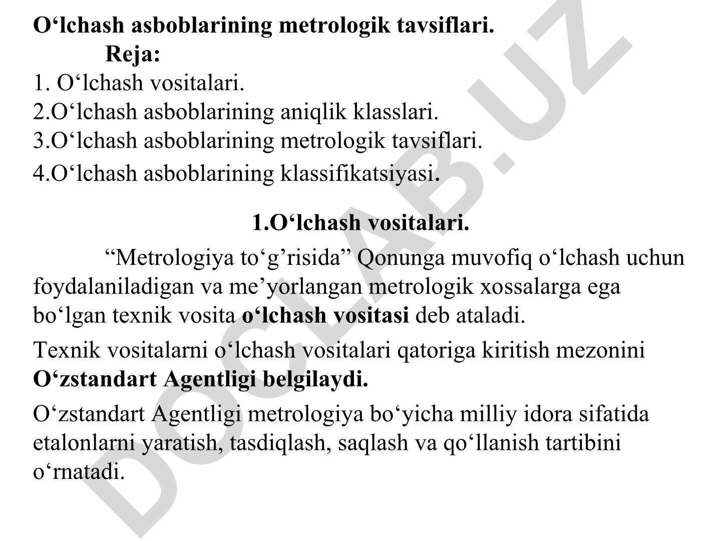 O‘lchash asboblarining metrologik tavsiflari
