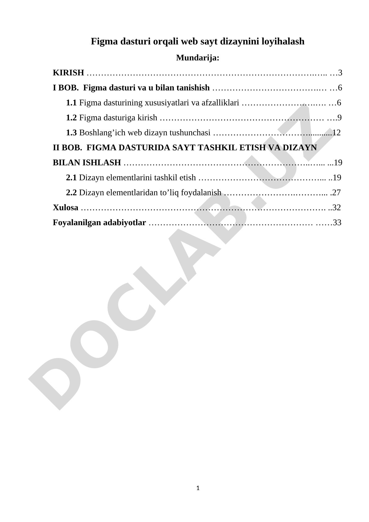 Figma dasturi orqali web sayt dizaynini loyihalash