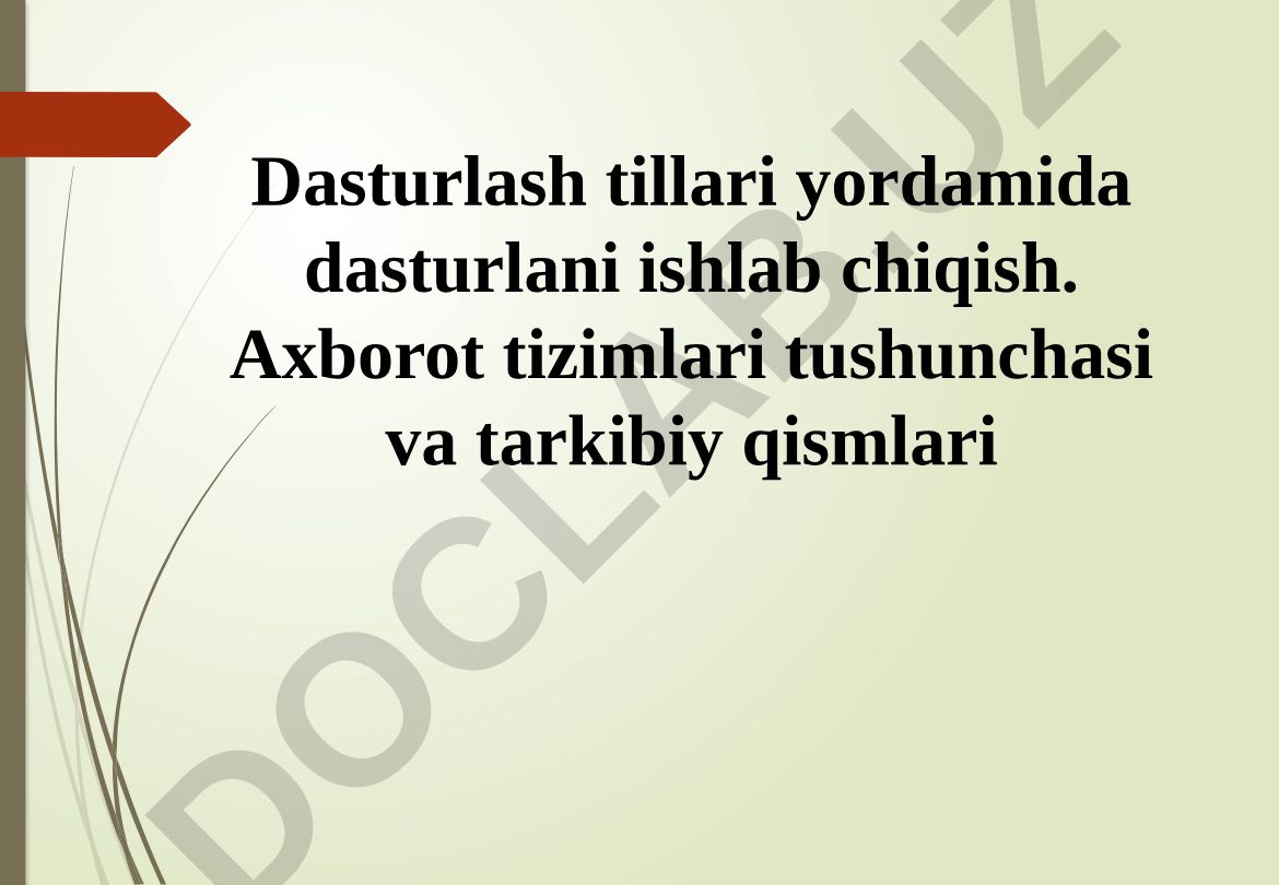 Dasturlash tillari va axborot tizimlari