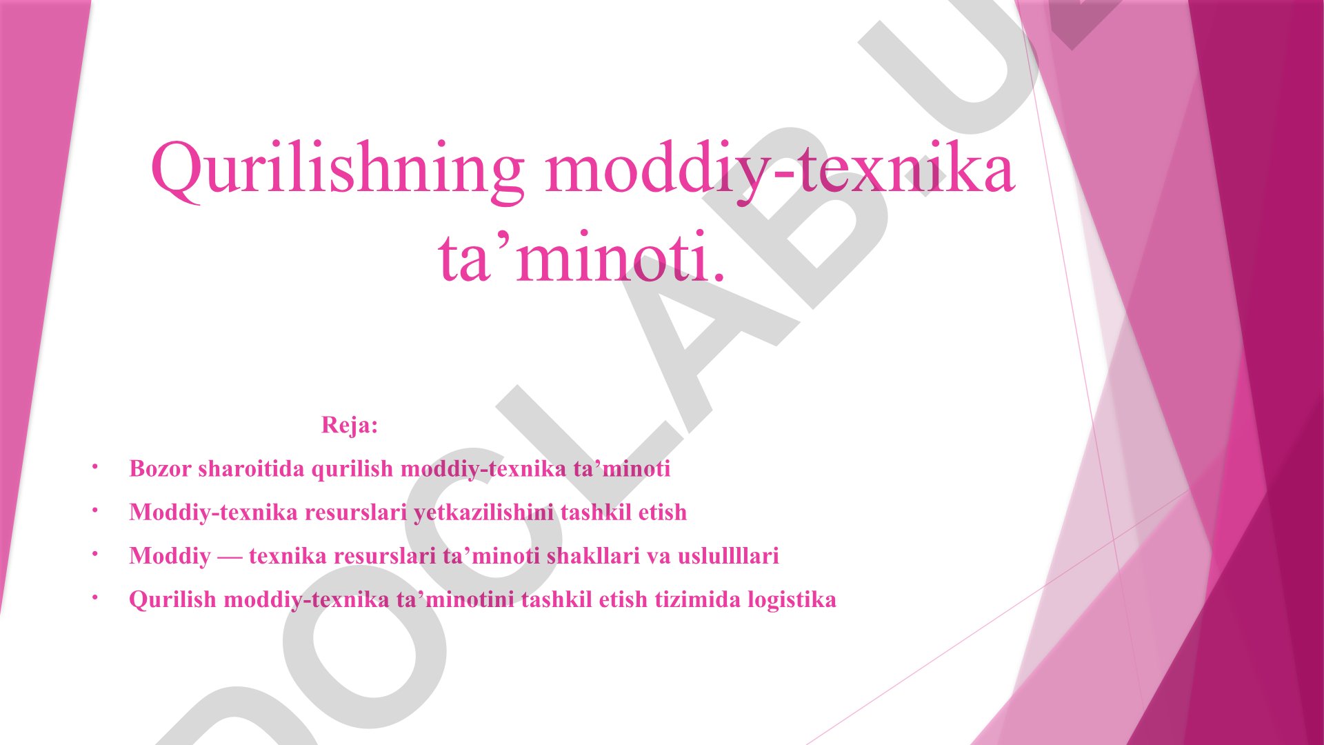 Qurilishning moddiy-texnika ta'minoti