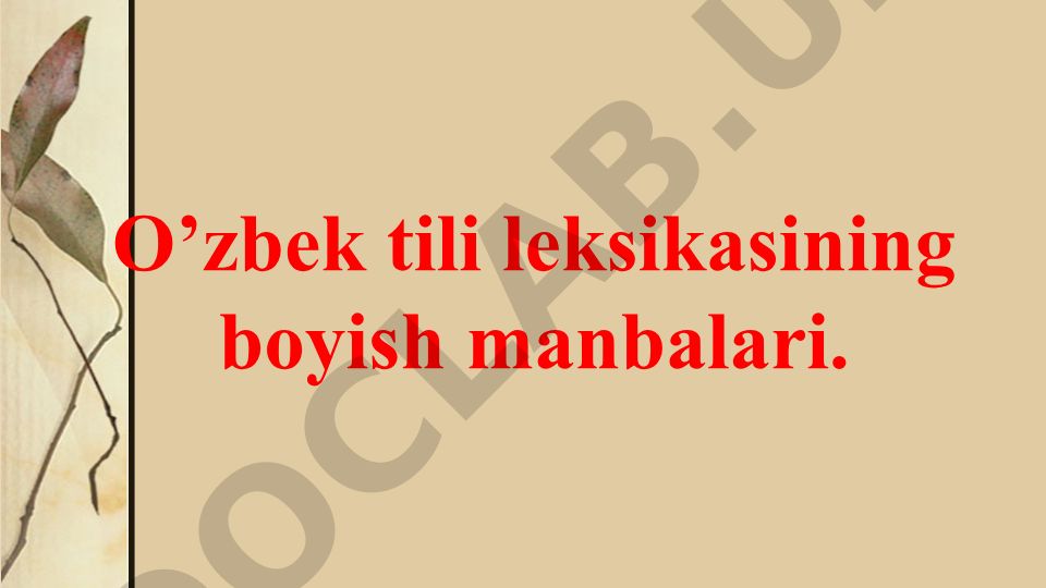 O'zbek tili leksikasining boyish manbalari
