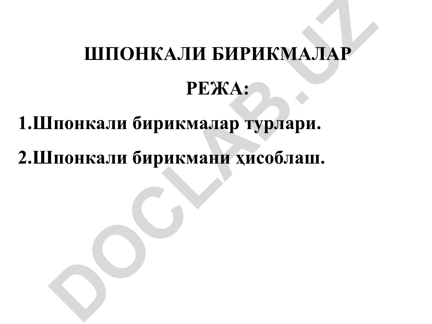 Шпонкали бирикмалар турлари ва ҳисоблаш