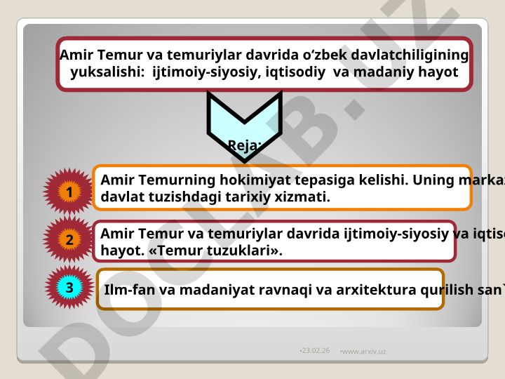 Amir Temur va temuriylar davrida o‘zbek davlatchiligining yuksalishi