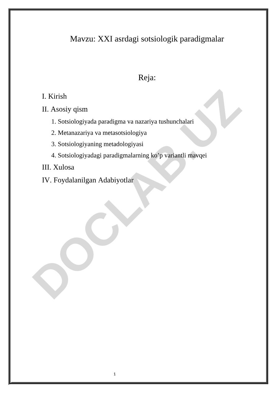 XXI asrdagi sotsiologik paradigmalar