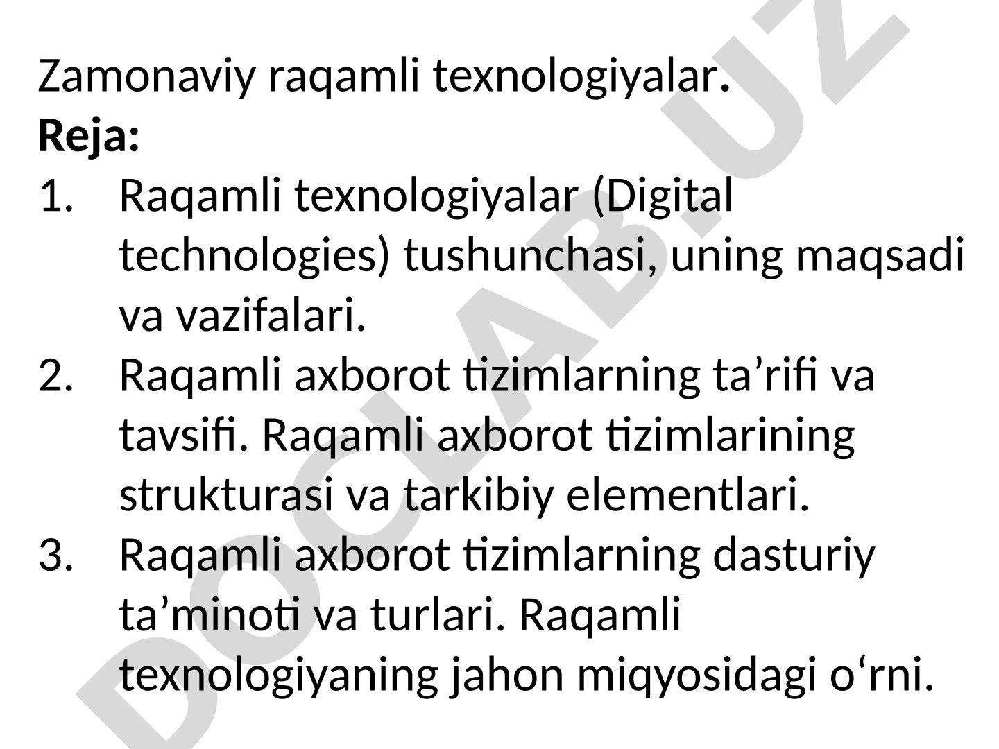 Zamonaviy raqamli texnologiyalar