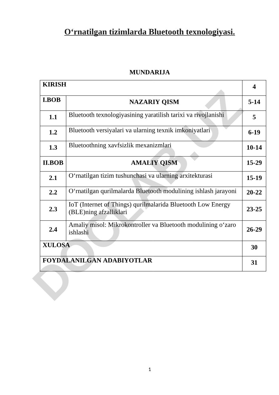 O‘rnatilgan tizimlarda Bluetooth texnologiyasi