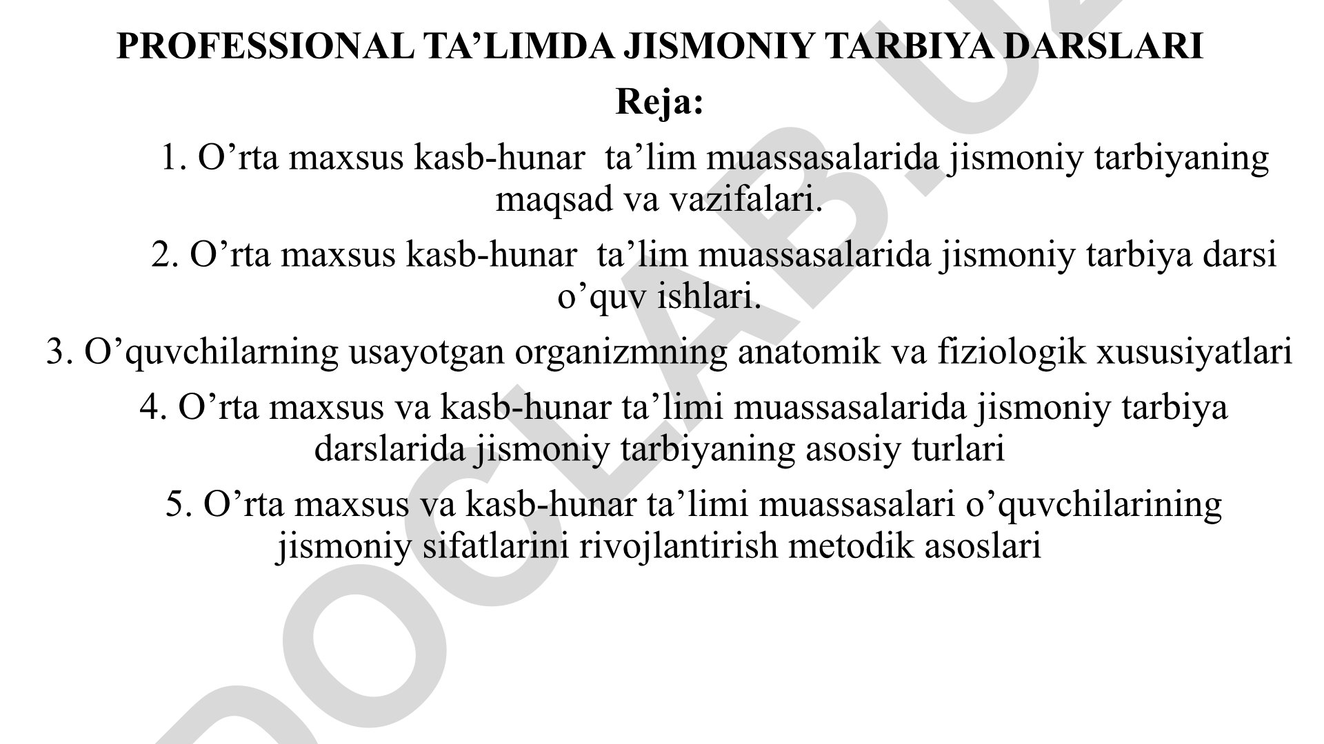 Professional ta'limda jismoniy tarbiya darslari