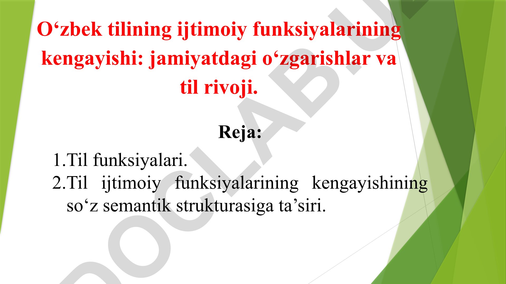 O‘zbek tilining ijtimoiy funksiyalarining kengayishi va til rivoji