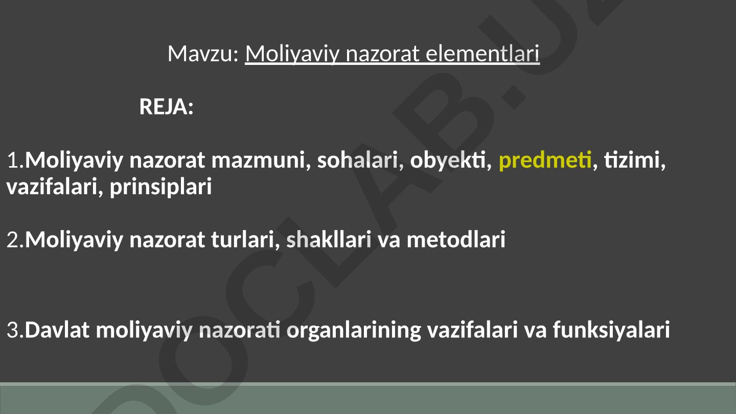 Moliyaviy nazorat elementlari