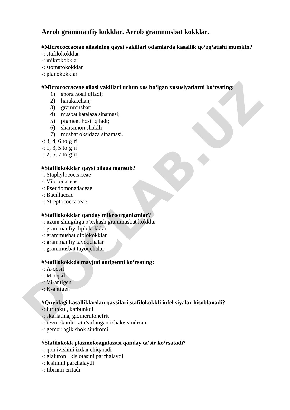 Stafilokokklar va Micrococcaceae oilasi mikrobiologiyasi