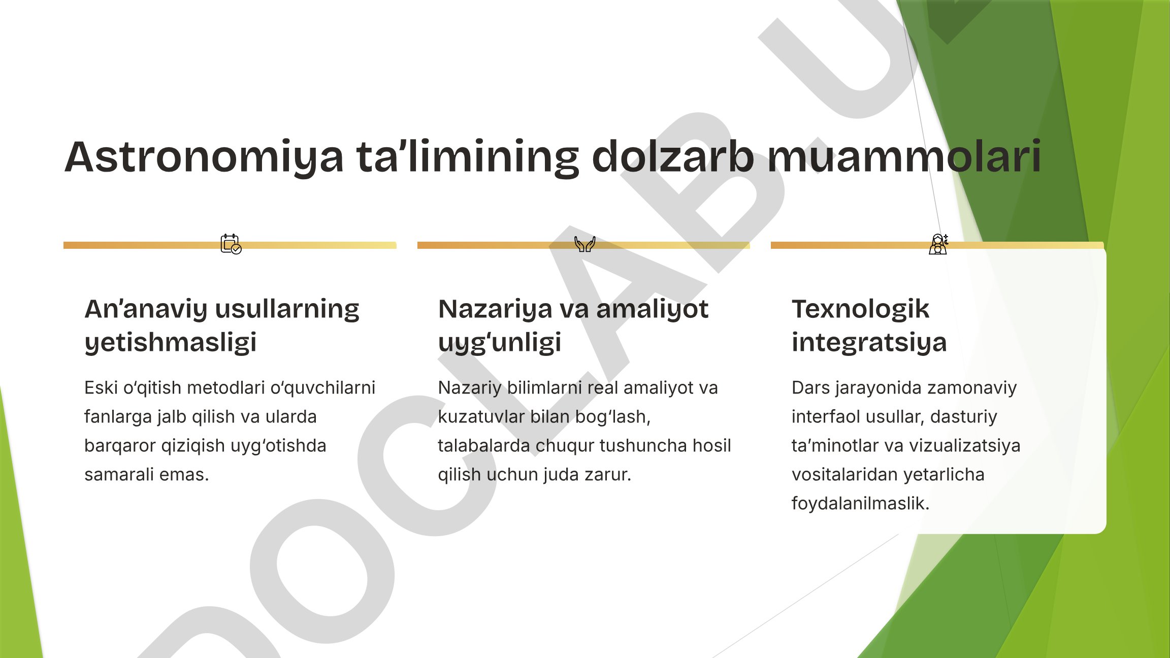 Astronomiya ta'limining dolzarb muammolari va zamonaviy yechimlar