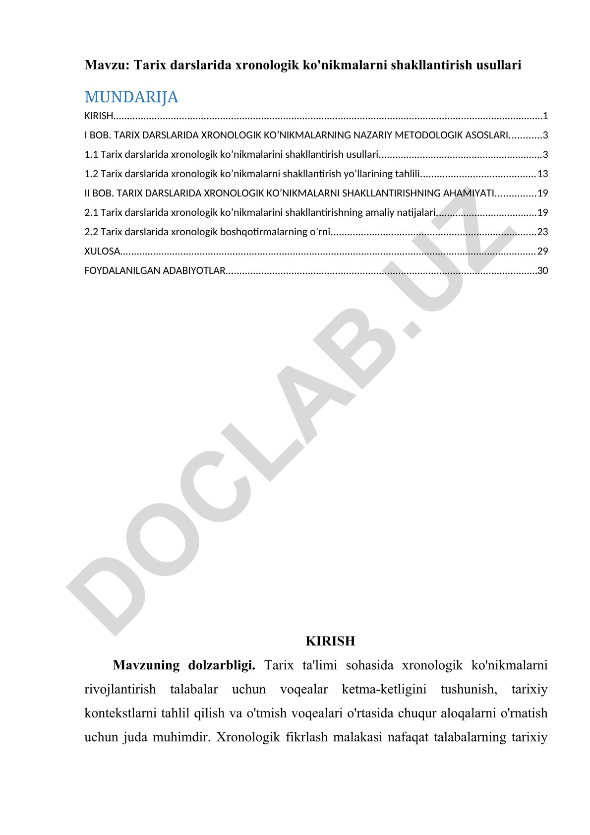 Tarix darslarida xronologik ko'nikmalarni shakllantirish usullari